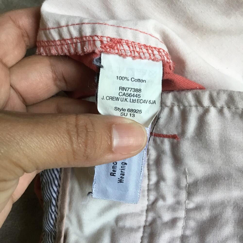 J. CREW Womens Chino Shorts US 0 XS W30 Orange/Red Cotton 68925 - Picture 6 of 6